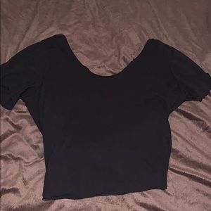 Black Open Back Crop Top